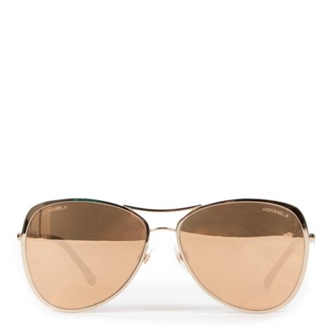 CHANEL Metal Mirrored Pilot Summer Sunglasses 4223 Gold 